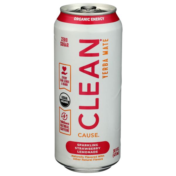 CLEAN CAUSE: Strawberry Lemonade Organic Sparkling Tea, 16 fo