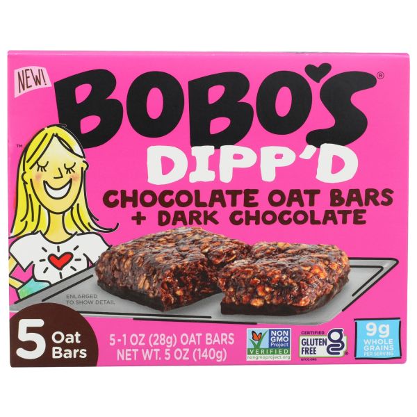 BOBOS OAT BARS: Dippd Chocolate Oat Bar Plus Dark Chocolate, 5 oz