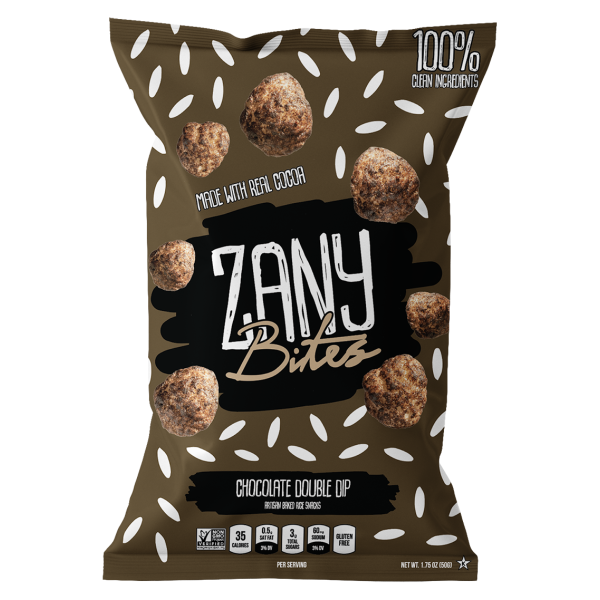 ZANY BITES: Chocolate Double Dip Artisan Baked Rice Snacks, 1.75 oz