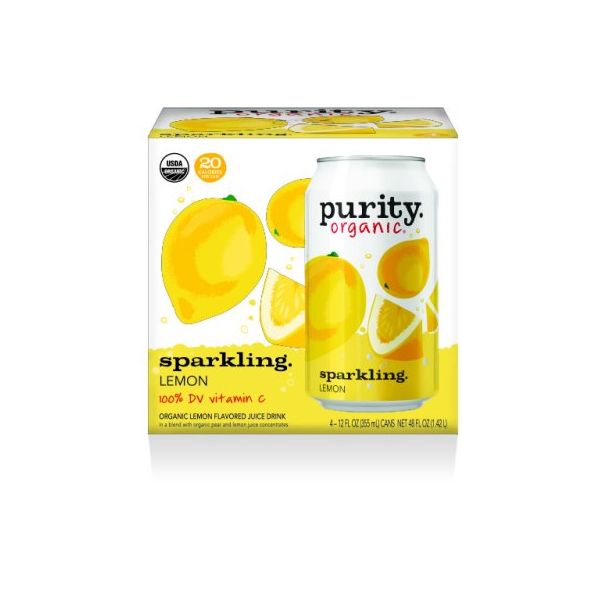 PURITY ORGANIC: Organic Sparkling Lemon 4 Pack, 48 fo
