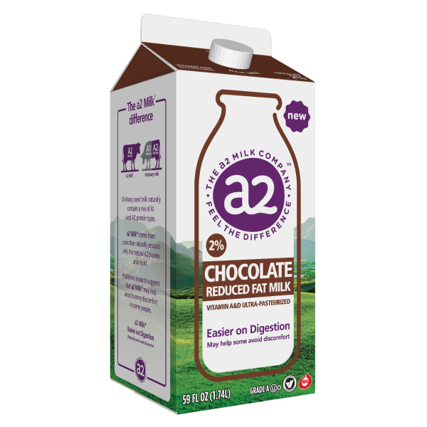 A2 MILK: Chocolate 2% Reduced Fat Milk, 59 fl oz