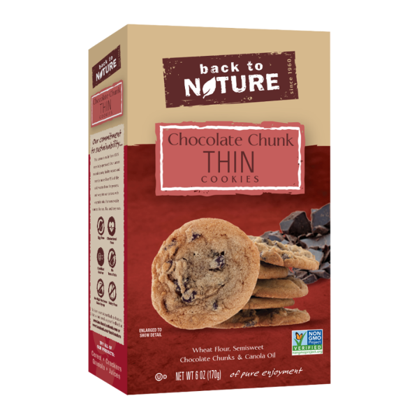 BACK TO NATURE: Chocolate Chunk Thin Cookies, 6 oz