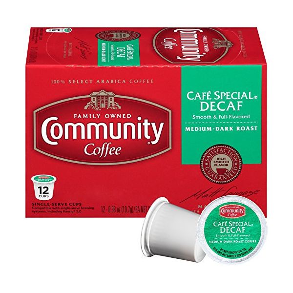 COMMUNITY COFFEE: Cafe Special Decaf Single Serve Coffee Pods, 12 pc
