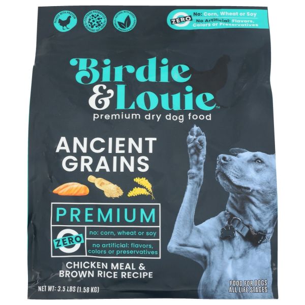 BIRDIE & LOUIE: Chicken Meal and Brown Rice Recipe Dry Dog Food, 3.5 lb