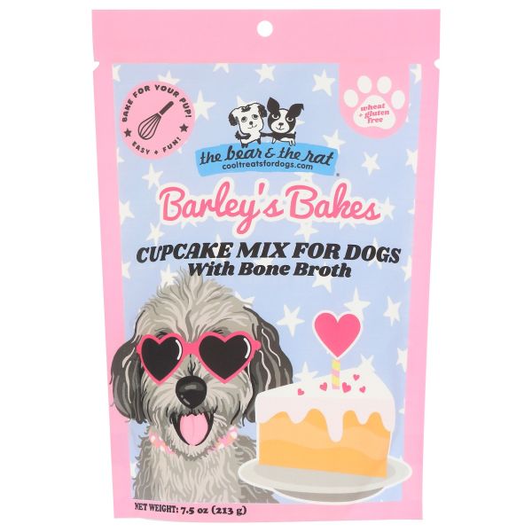 THE BEAR & THE RAT COOL TREATS FOR DOGS: Barleys Bakes With Bone Broth Cupcake Mix For Dogs, 7.5 oz