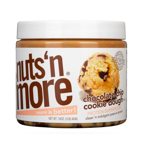 NUTS N MORE: Chocolate Chip Cookie Dough High Protein Peanut Butter Spread, 16.3 oz