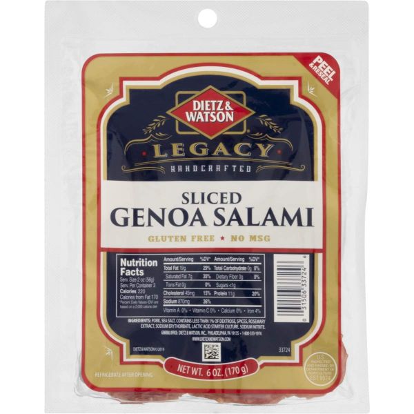 DIETZ AND WATSON: Legacy Sliced Genoa Salami., 3.38 lb