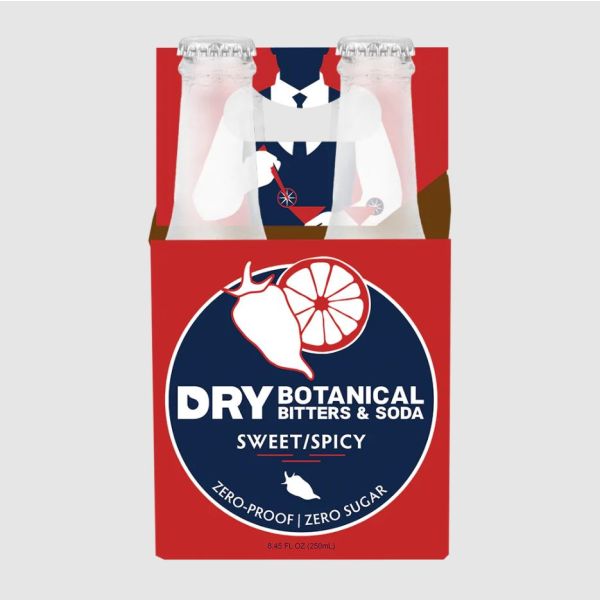 DRY SODA: Dry Botanical Bitters Soda Sweet And Spicy, 4 pk