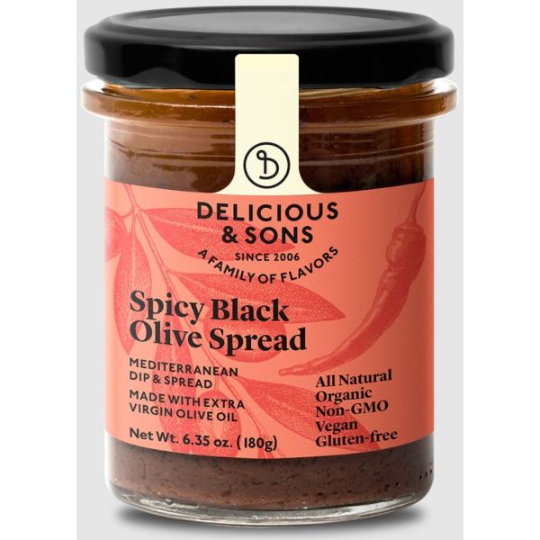 DELICIOUS AND SONS: Spicy Black Olive Spread, 6.35 oz