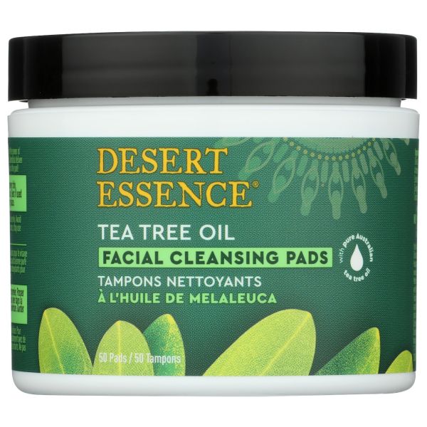 DESERT ESSENCE: Tea Tree Oil Facial Cleansing Pads, 50 pc
