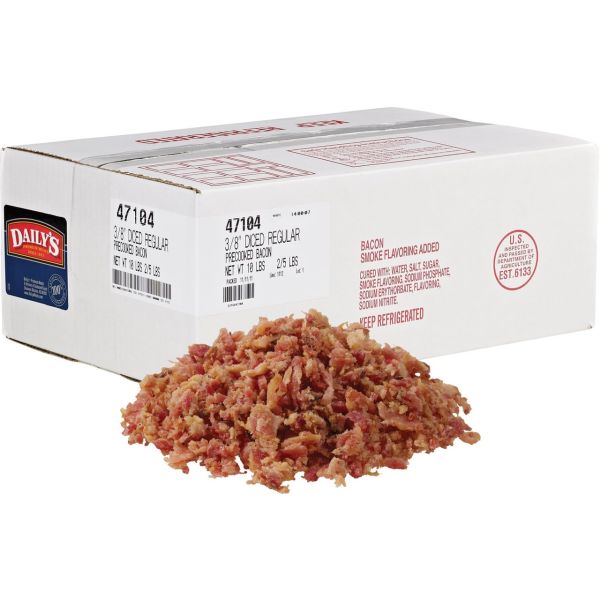 DAILYS PRECOOK MEAT: Bacon Diced Precooked, 10 lb