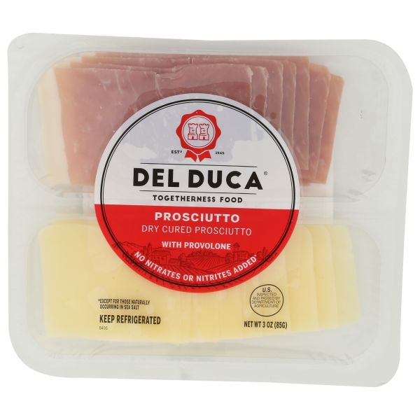 DEL DUCA: Prosciutto and Provolone Cheese Snack Pack, 3 oz