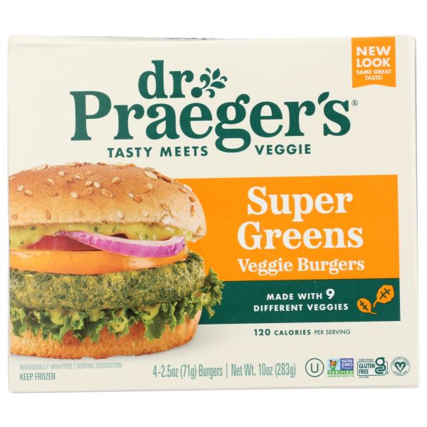 DR PRAEGER: Super Greens Veggie Burgers, 10 oz