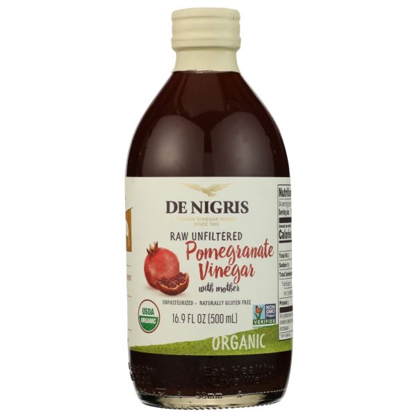 DE NIGRIS: Organic Pomegranate Vinegar Raw Unfiltered, 500 ml