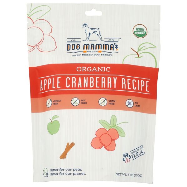 DOG MAMMAS: Organic Apple Cranberry Dog Treats, 6 oz