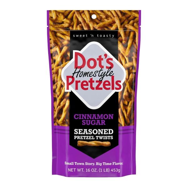 DOTS HOMESTYLE: Cinnamon Sugar Seasoned Pretzel Twists, 16 oz