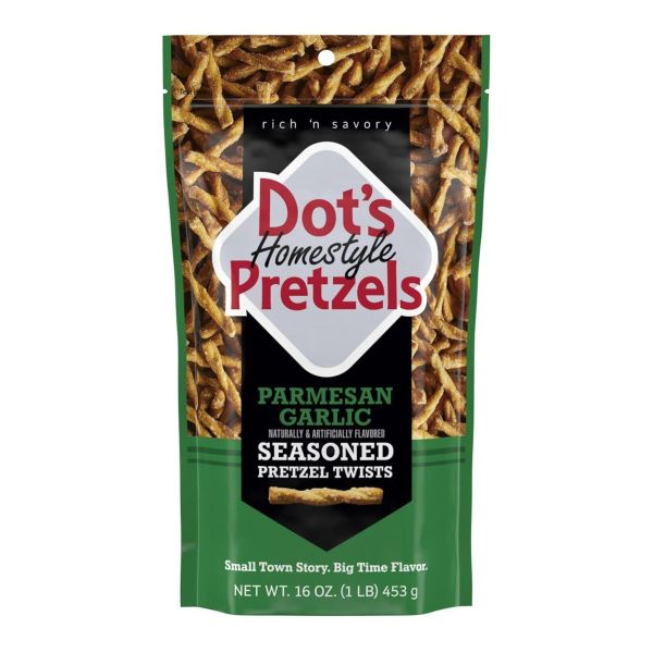 DOTS HOMESTYLE: Parmesan Garlic Seasoned Pretzel Twists, 16 oz