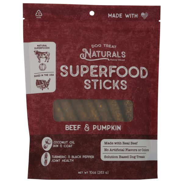 DOG TREAT NATURALS: Beef and Pumpkin Superfood Sticks, 10 oz