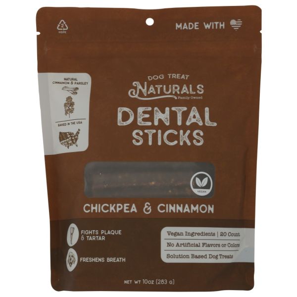 DOG TREAT NATURALS: Chickpea and Cinnamon Dental Sticks, 10 oz