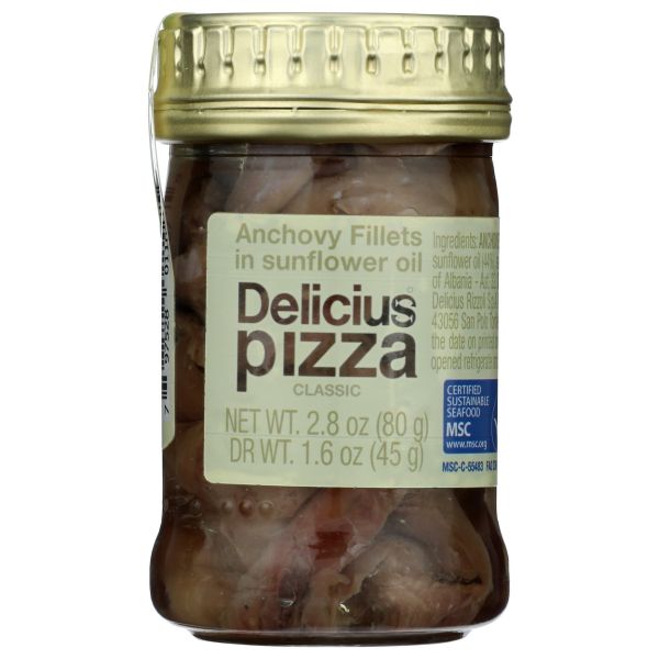 DELICIUS: Anchovy Fillets Pizza in Sunflower Oil, 2.8 oz