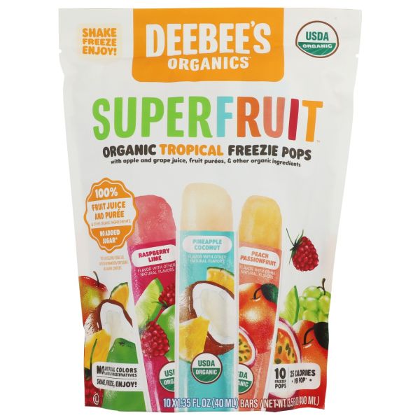 DEEBEES ORGANICS: Superfruit Organic Tropical Freezie Pops, 13.5 fo
