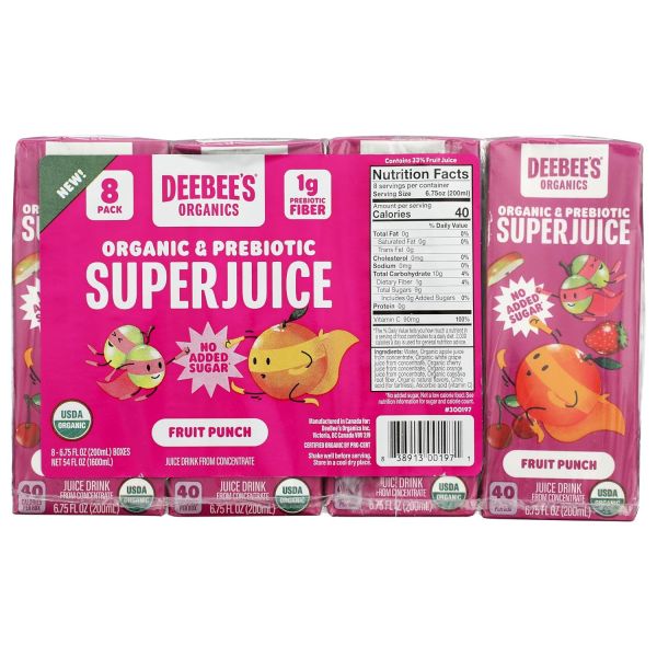 DEEBEES ORGANICS: Fruit Punch Super Juice 8 Count, 54 fo