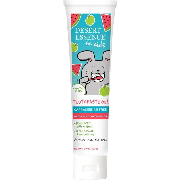 DESERT ESSENCE: Green Apple Watermelon Kids Toothpaste Gel, 4.7 oz