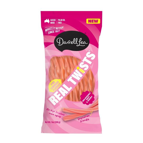 DARRELL LEA: Pink Lemonade Real Twists Licorice, 7 oz