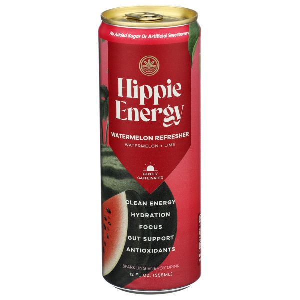 DRINK HIPPIE: Watermelon Refresher Energy Beverage, 12 fo