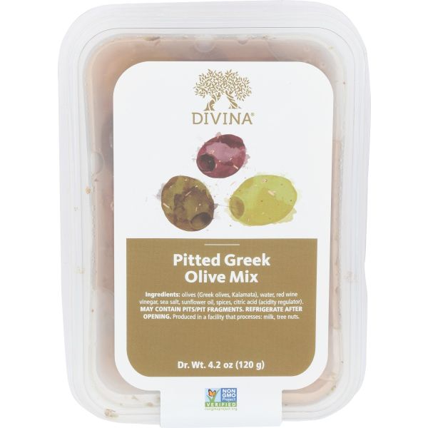 DIVINA: Pitted Greek Olive Mix, 4.2 oz