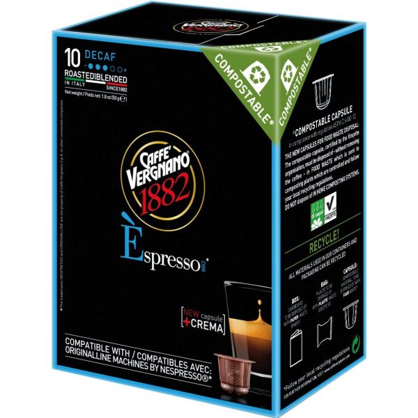 CAFE VERGNANO: Espresso Decaf Capsule, 4.94 oz