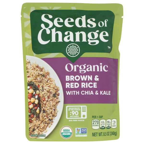 SEEDS OF CHANGE: Organic Brown and Red Rice With Chia and Kale Pouch, 8.5 oz