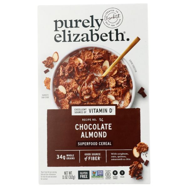 PURELY ELIZABETH: Chocolate Almond Superfood Cereal With Vitamin D, 11 oz
