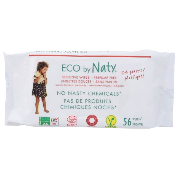 NATY-ECO BY NATY: Sensitive Baby Wipes Unscented, 56 ct