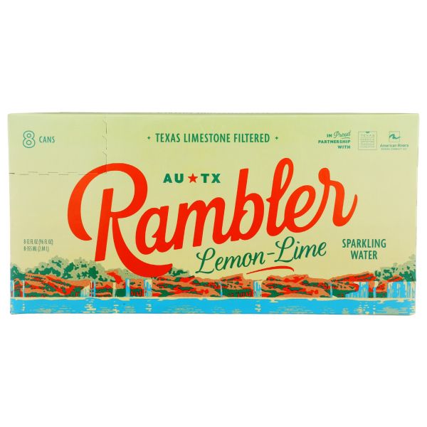 RAMBLER: Lemon Lime Sparkling Water 8Pk, 96 fo