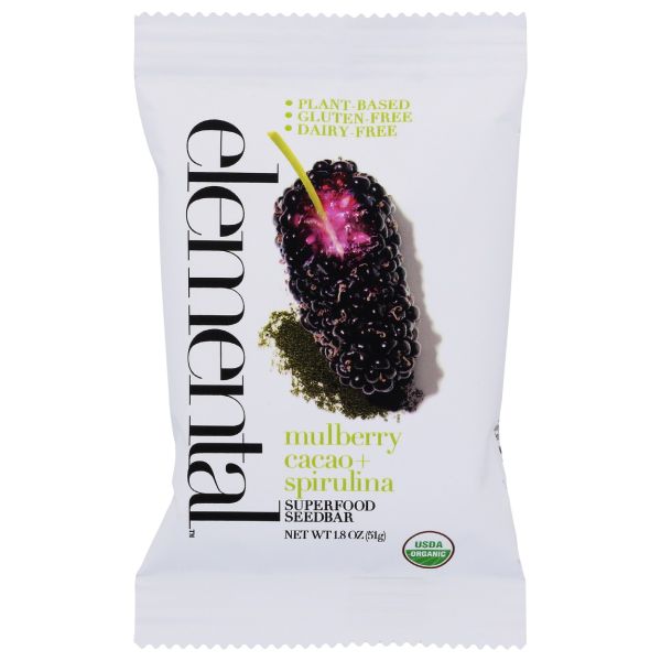 ELEMENTAL: Mulberry Cacao Spirulina Organic Bar, 1.8 oz