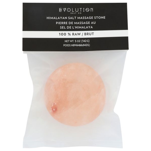 EVOLUTION SALT: Himalayan Salt Massage Round Flat Stone, 10 oz