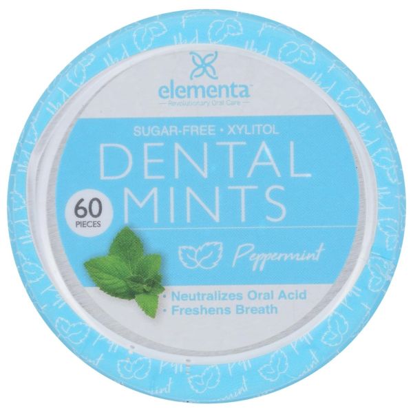 ELEMENTA SILVER: Dental Mints Peppermint, 60 pc