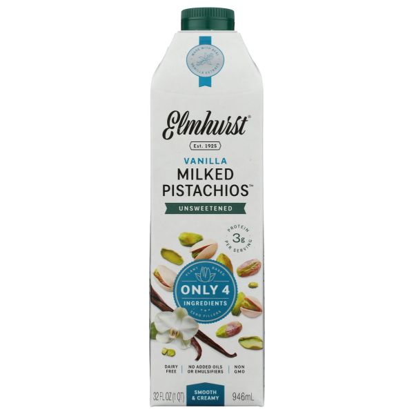 ELMHURST: Unsweetened Vanilla Pistachio Milk, 32 fo