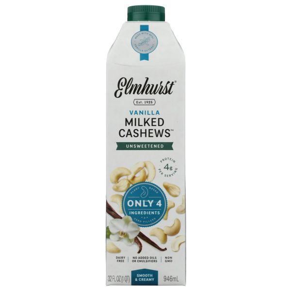 ELMHURST: Unsweetened Vanilla Cashew Milk, 32 fo