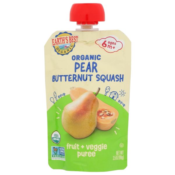 EARTHS BEST: Organic Pear Butternut Squash Baby Food, 3.5 oz