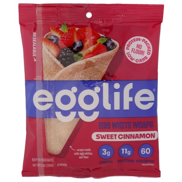 EGGLIFE: Sweet Cinnamon Egg White Wraps, 6 oz