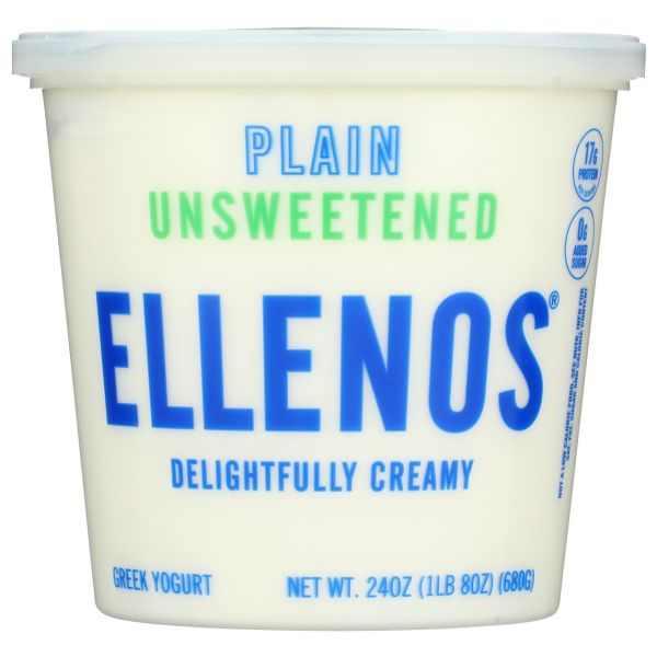 ELLENOS: Plain Unsweetened Greek Yogurt, 24 fo