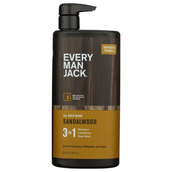 EVERY MAN JACK: Sandalwood 3 in 1 All Over Wash, 28.8 fo