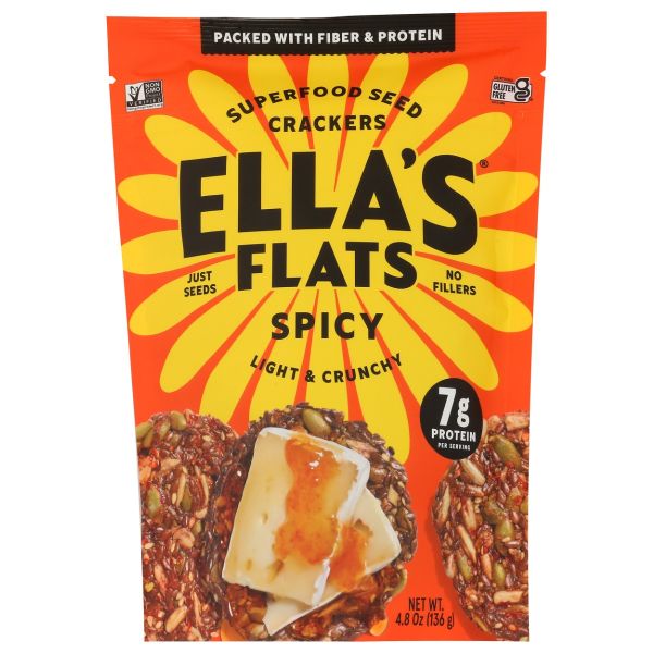 ELLAS FLATS: Spicy Superfood Seed Crackers, 4.8 oz