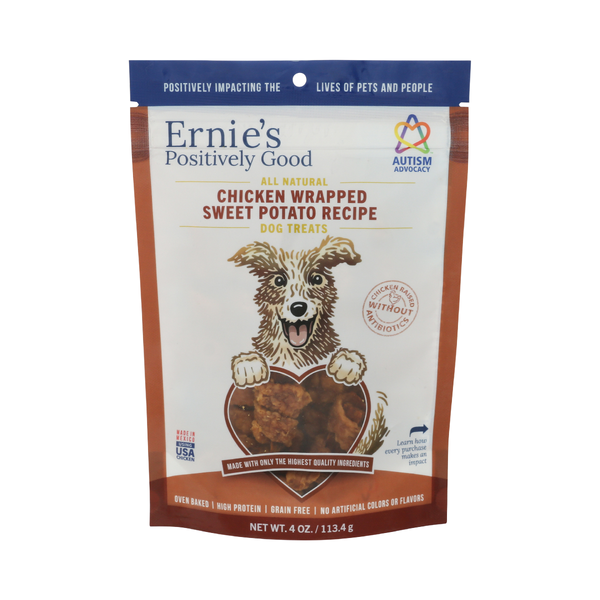 ERNIE ELS: Chicken Wrapped Sweet Potato Recipe Dog Treats, 4 oz