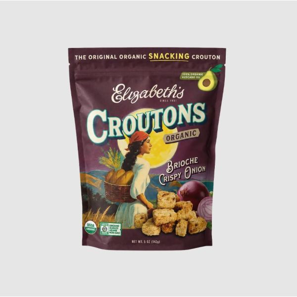 ELIZABETHS: Organic Brioche Crispy Onion Croutons, 5 oz