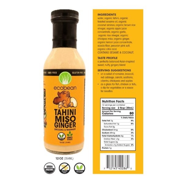 ECOBEAN: Tahini Miso Ginger Dressing, 12 oz