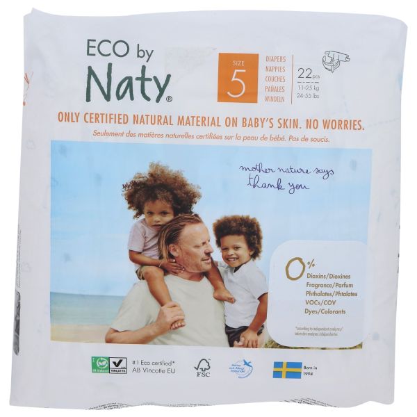 NATY ECO BY NATY: Diapers Size 5, 22 ct
