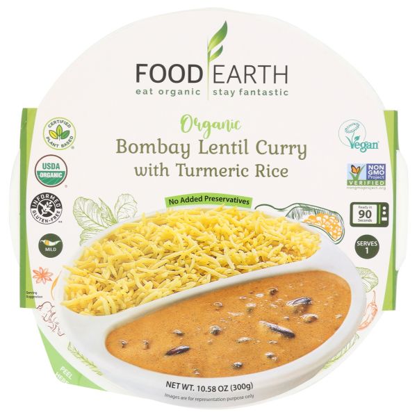 FOOD EARTH: Organic Bombay Lentil Curry With Turmeric Rice, 10.58 oz